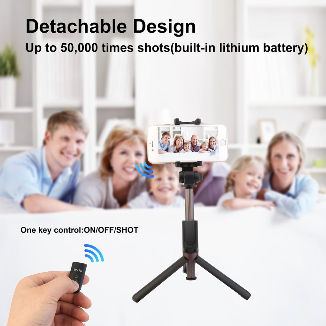 Wireless Selfie Stick Extendable Phone Camera Stick Tripod with Detachable Rechargeable Remote Shutter Image 12