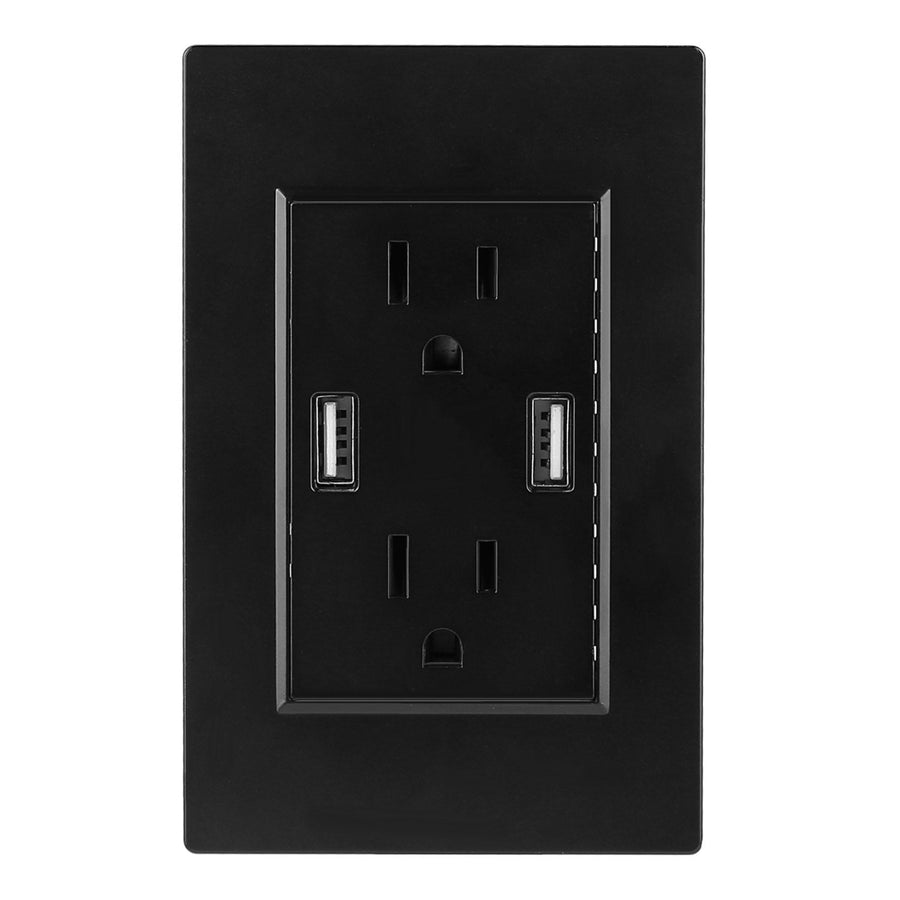 USB Wall Outlet Dual 2.4A USB Wall Charger High Speed Duplex Wall Socket US Standard Image 1