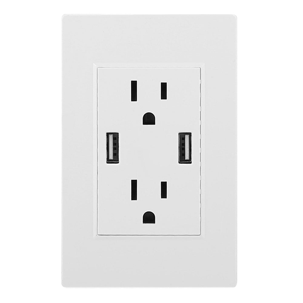 USB Wall Outlet Dual 2.4A USB Wall Charger High Speed Duplex Wall Socket US Standard Image 2
