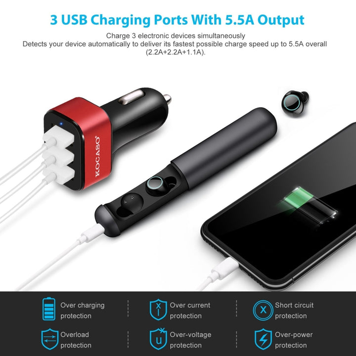 USB Car Charger 30W 5.5A 3 USB Port Cigarette Lighter Charger Adapter Image 11