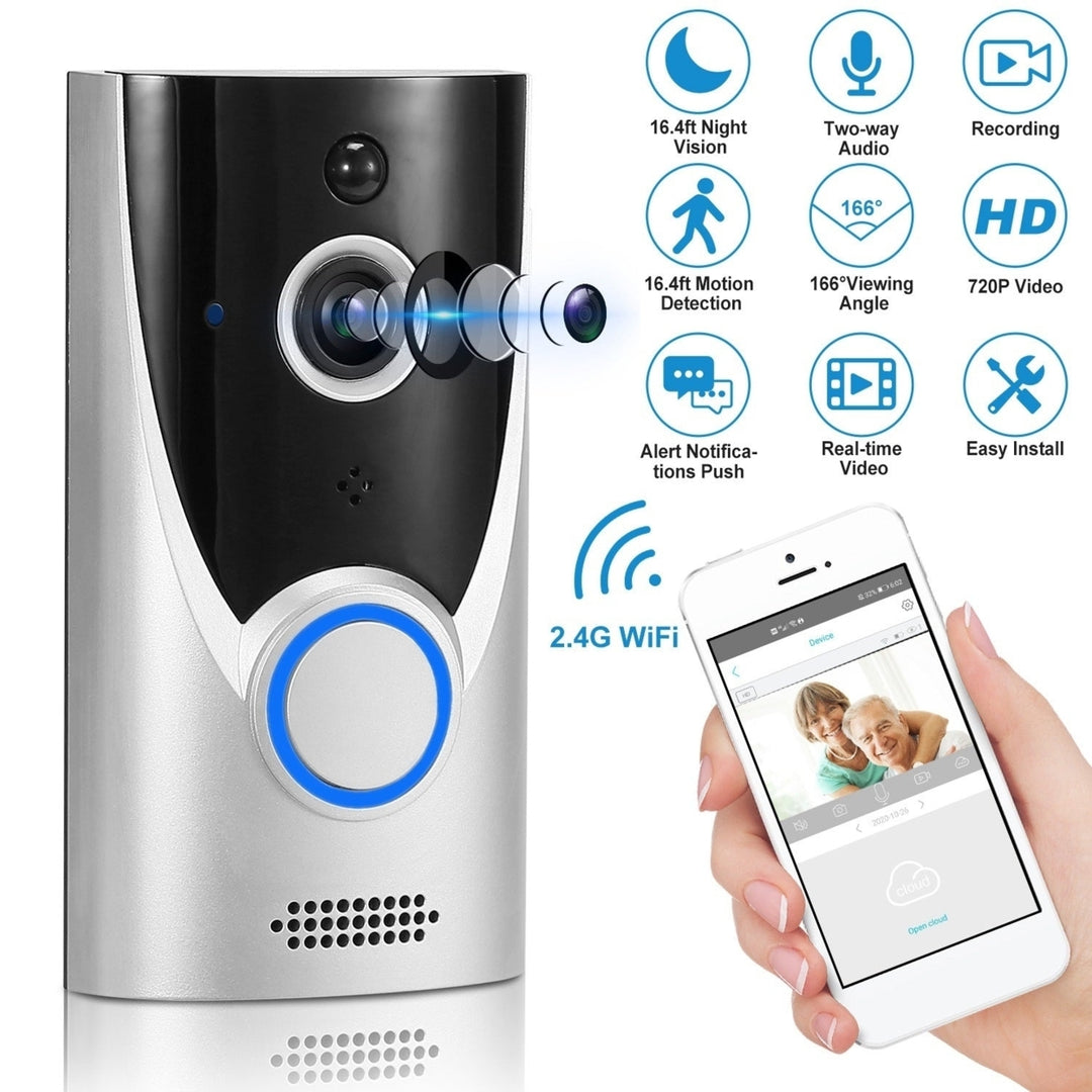 WiFi Video Doorbell Wireless Door Bell 720P HD WiFi Security Camera Image 1