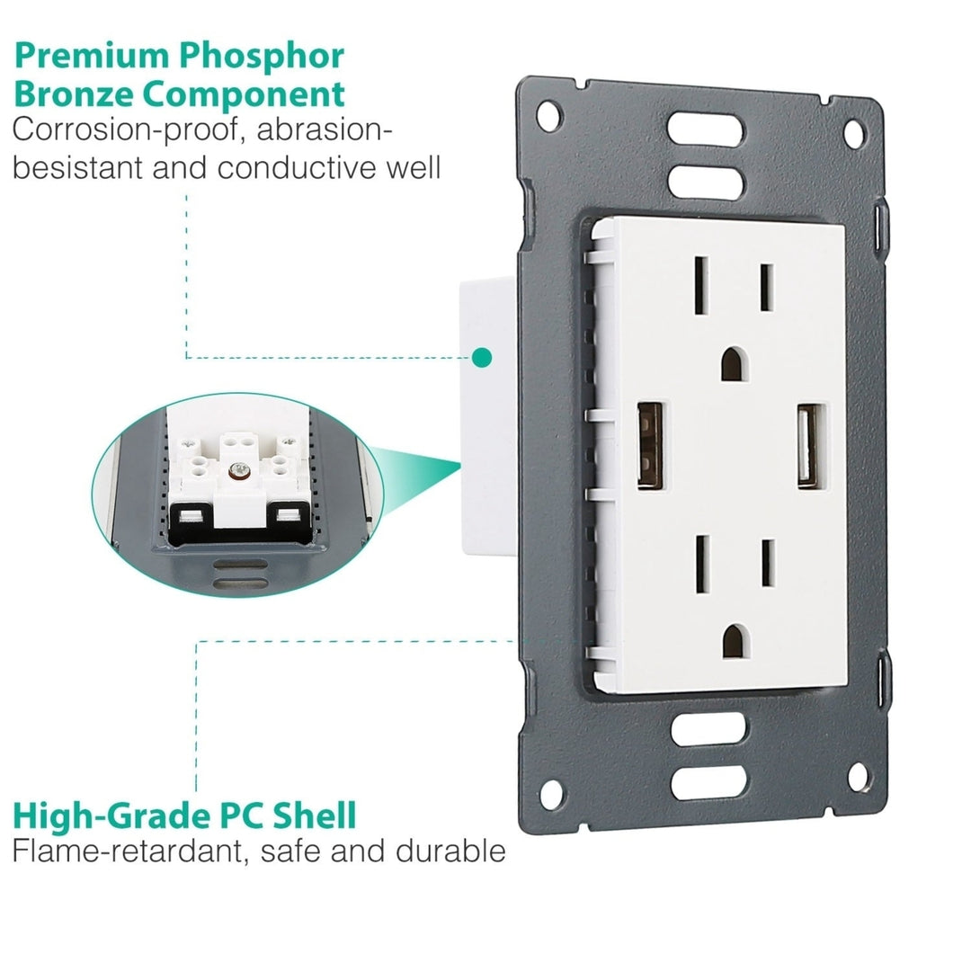 USB Wall Outlet Dual 2.4A USB Wall Charger High Speed Duplex Wall Socket US Standard Image 11