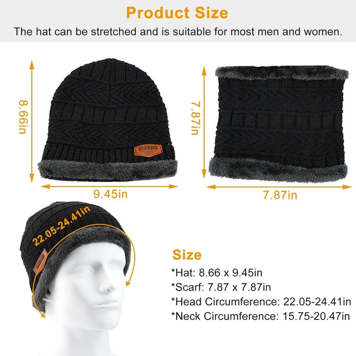 Winter Beanie Hat Scarf Set Unisex Warm Knitting Skull Cap Neck Warmer Image 9