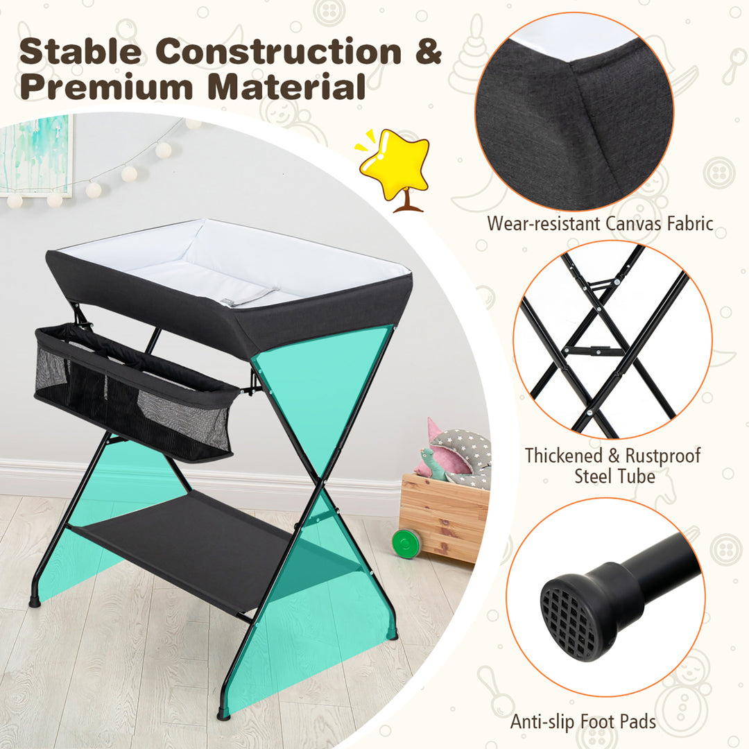 Babyjoy Infant Baby Changing Table Folding Diaper Station Organizer w/ Storage Image 8