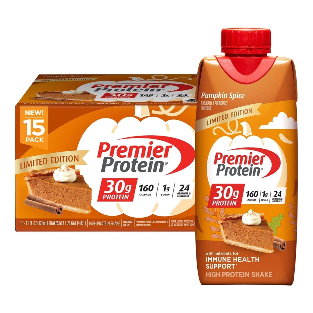 Premier Protein High Protein Shake Pumpkin Spice 11 Fluid Ounce (Pack of 15) Image 1