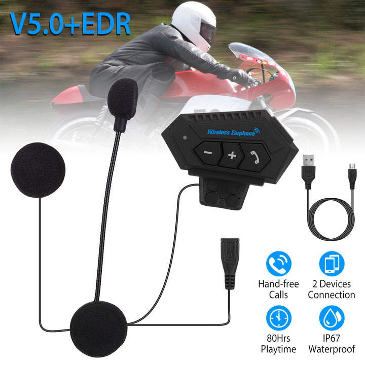 Wireless Headset Speaker Motorcycle Helmet IP67 Waterproof V5.0 Bluetooth 80Hrs Image 1