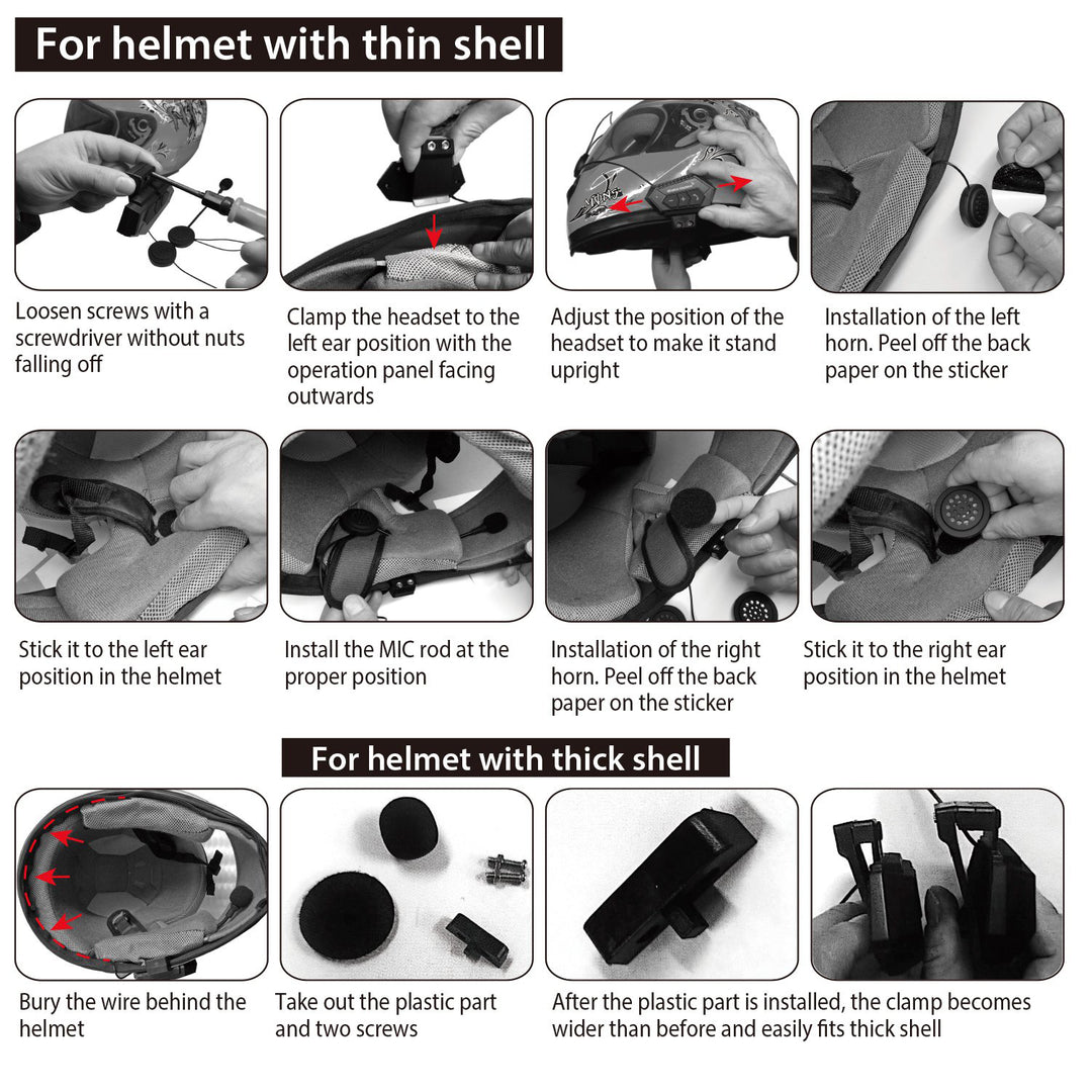 Wireless Headset Speaker Motorcycle Helmet IP67 Waterproof V5.0 Bluetooth 80Hrs Image 9