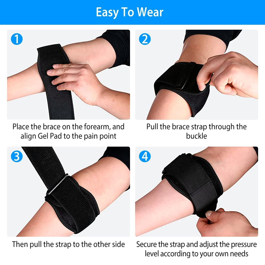 2Packs Elbow Brace Support Strap Band Forearm Protection Adjustable Compression Tendonitis Golfers Arthritis Joint Pain Image 3