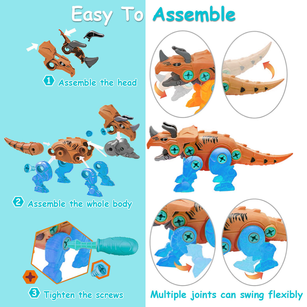 DIY Dinosaur Building Blocks Set with Electric Drill for Kids 4 Dinosaurs ABS Toys Image 3