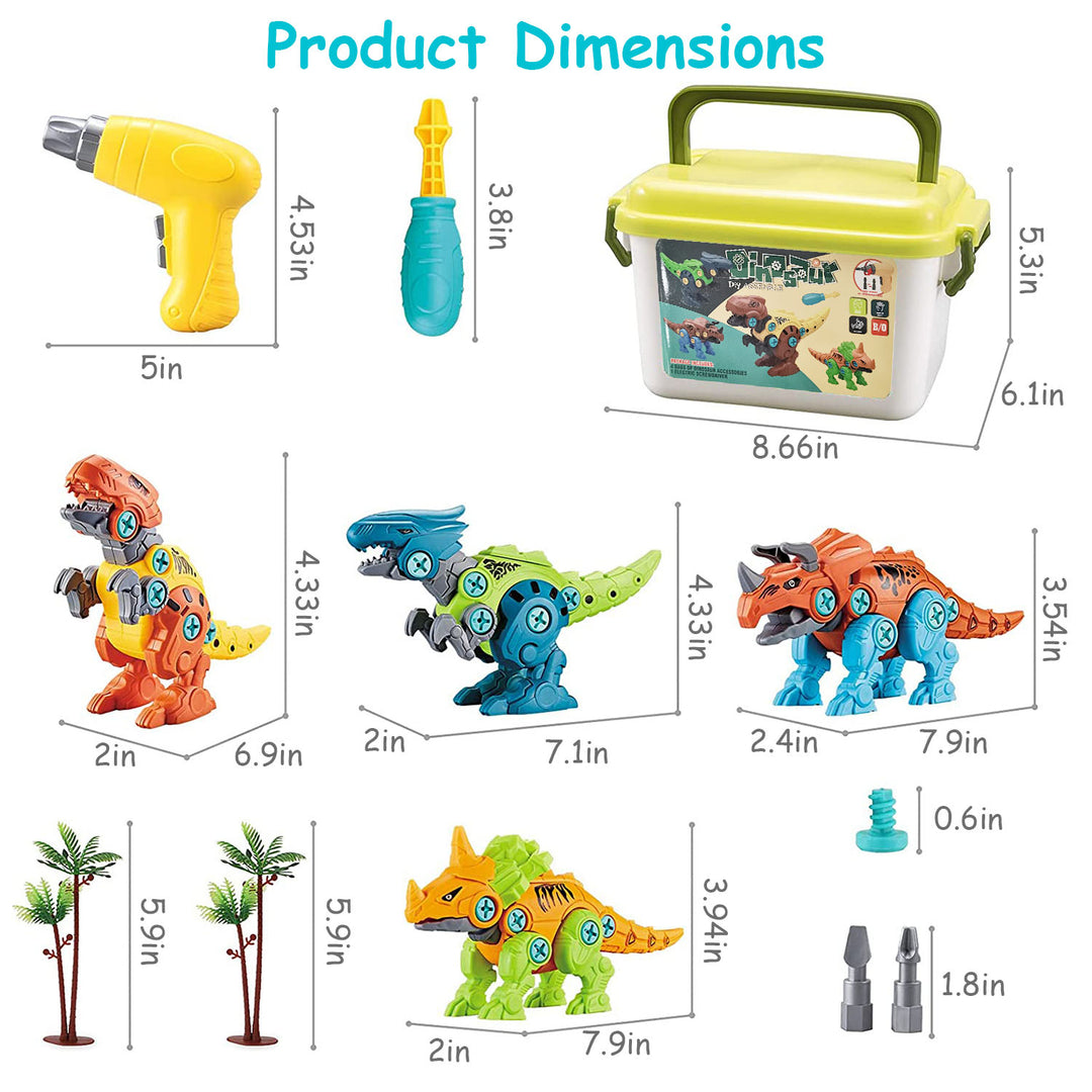 DIY Dinosaur Building Blocks Set with Electric Drill for Kids 4 Dinosaurs ABS Toys Image 4