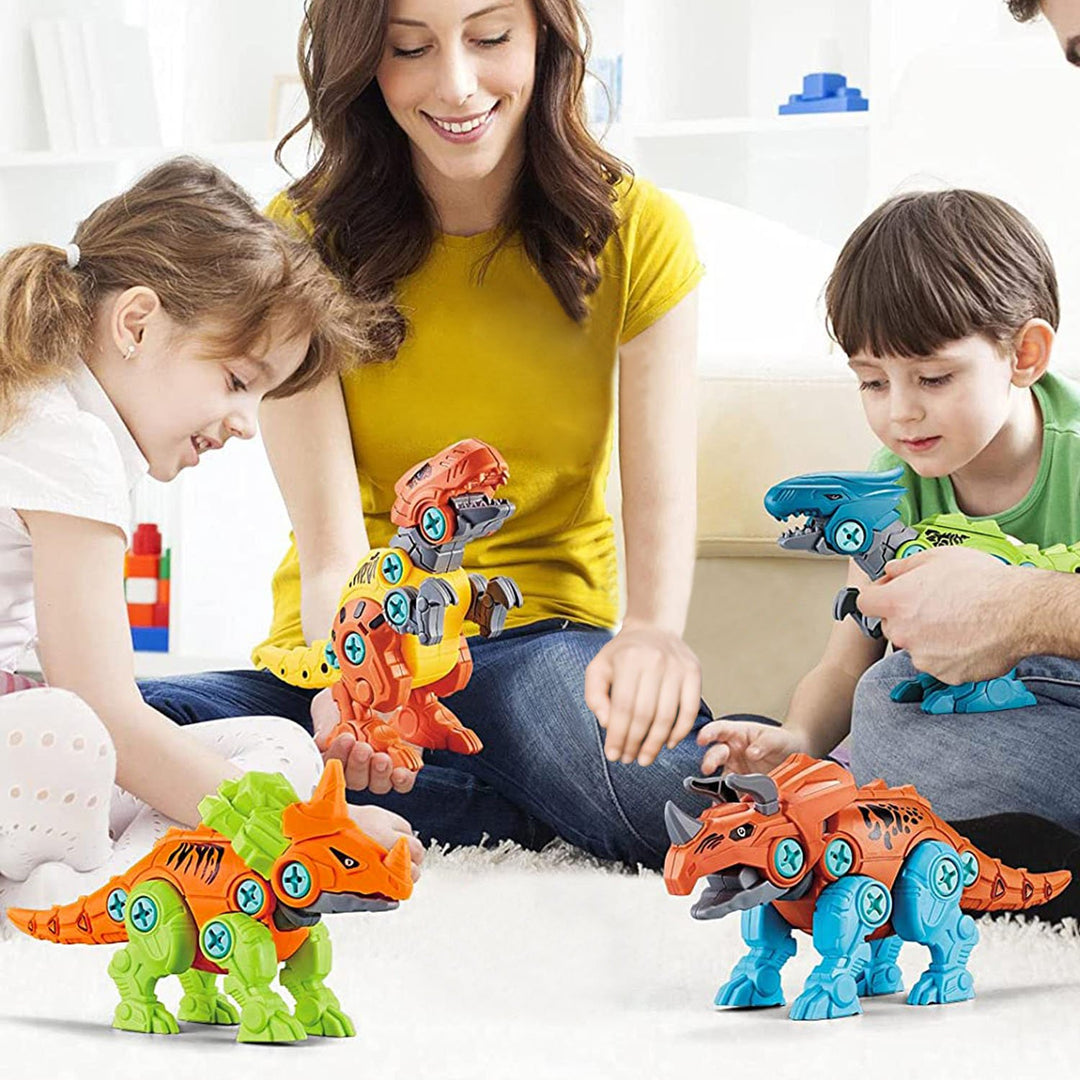 DIY Dinosaur Building Blocks Set with Electric Drill for Kids 4 Dinosaurs ABS Toys Image 4