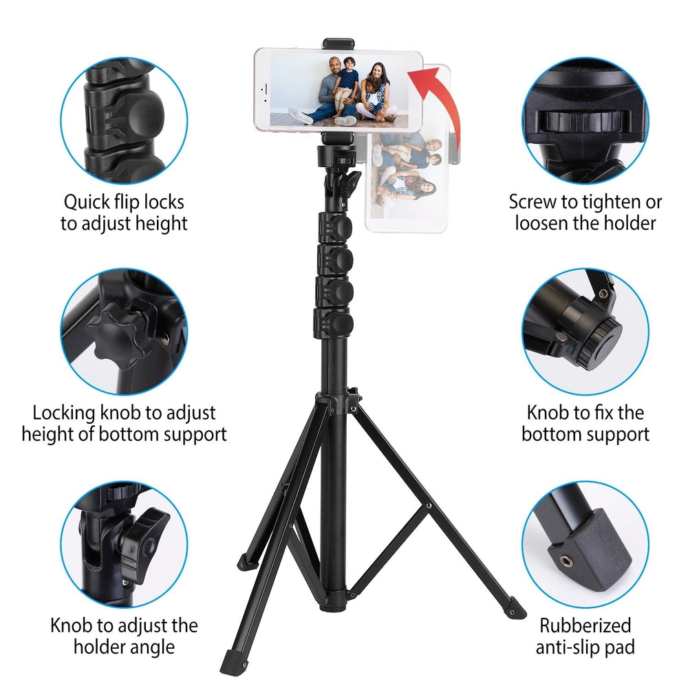 Selfie Sticker Tripod Wireless Desktop Phone Tripod Stand Holder 60in Extendable Fit for 6.1-6.8in Phone Image 2