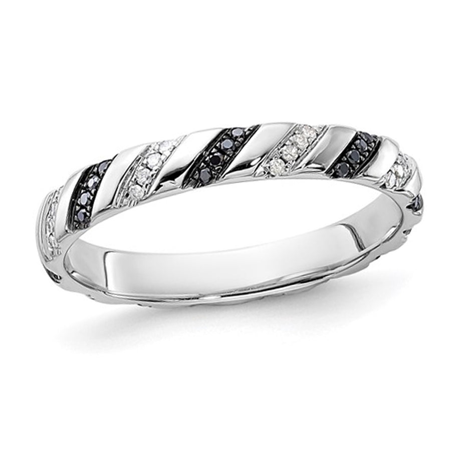1/5 Carat (ctw) Black and White Diamond Band Ring in Sterling Silver Image 1