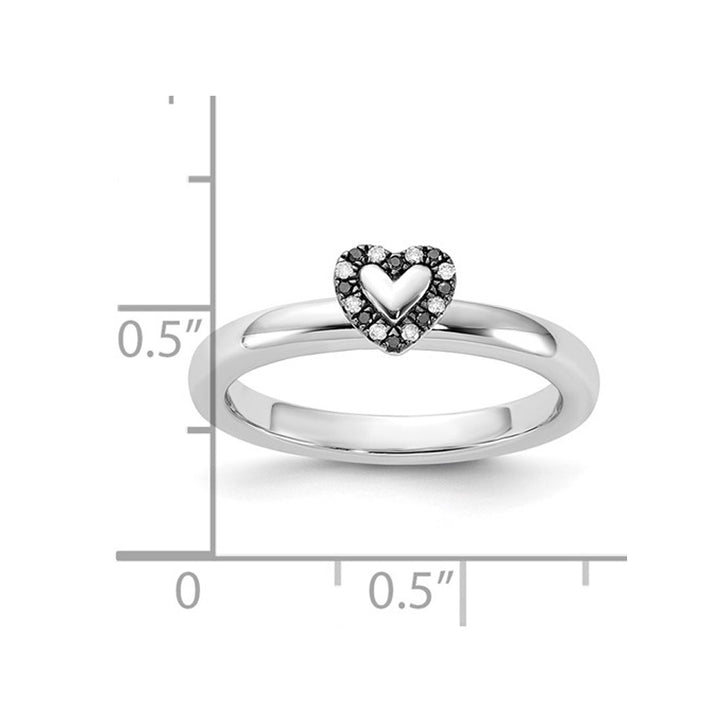 Sterling Silver Heart Promise Ring with Black and White Accent Diamonds Image 4