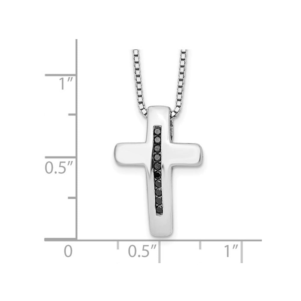 1/10 Carat (ctw) Black Diamond Cross Pendant Necklace in Sterling Silver with Chain Image 2