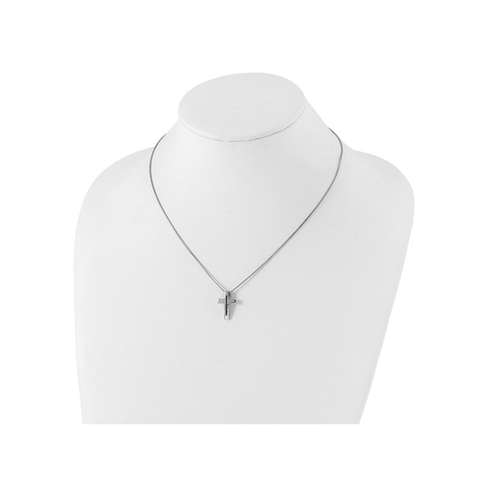 1/10 Carat (ctw) Black Diamond Cross Pendant Necklace in Sterling Silver with Chain Image 3