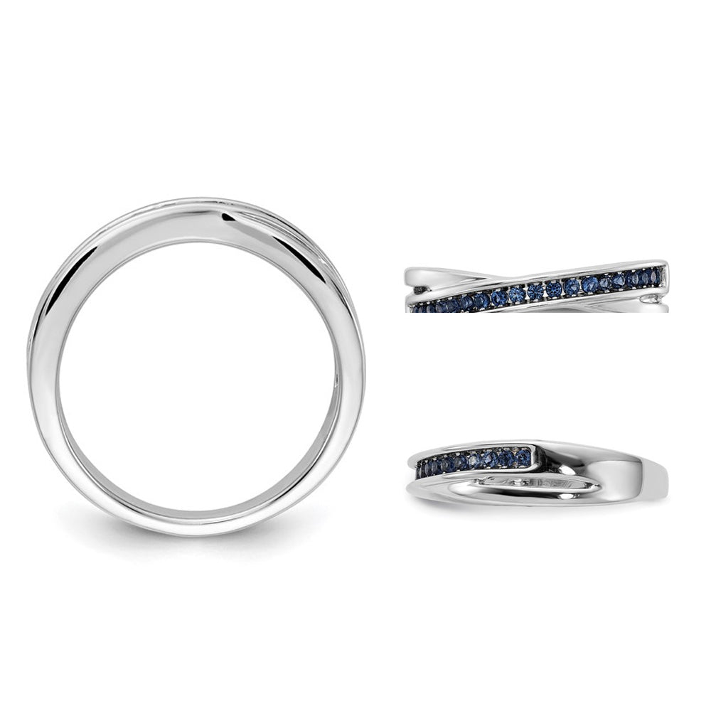 1/5 Carat (ctw) Blue Diamond Wedding Band Ring in 14K White Gold Image 2