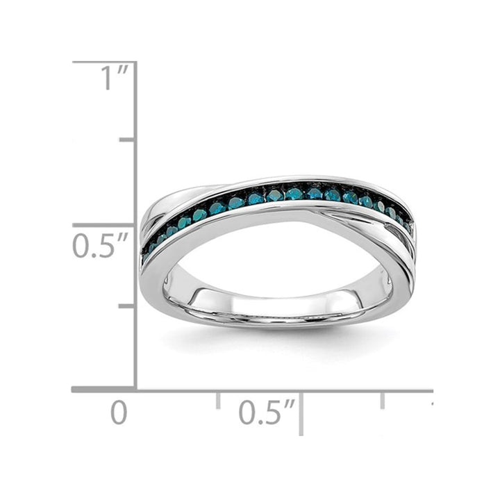 1/5 Carat (ctw) Blue Diamond Wedding Band Ring in 14K White Gold Image 3