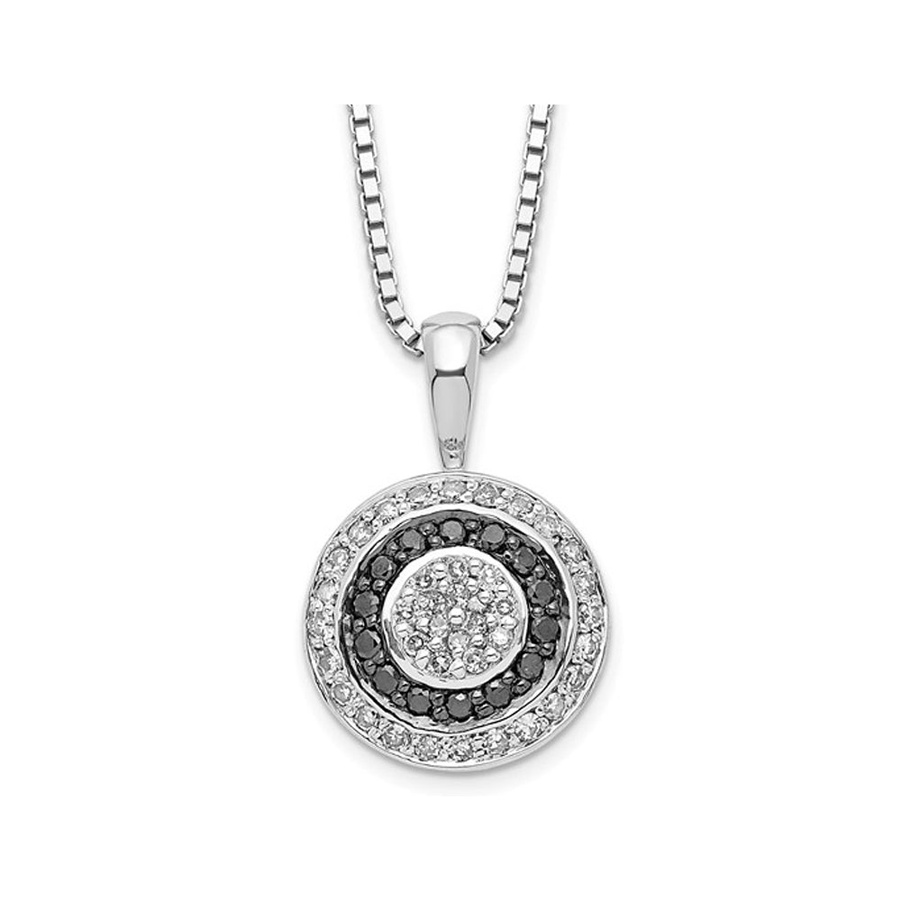 1/3 Carat (ctw) Black and White Diamond Circle Pendant Necklace in Sterling Silver with Chain Image 1