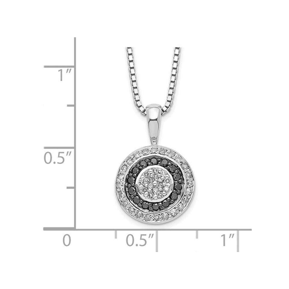 1/3 Carat (ctw) Black and White Diamond Circle Pendant Necklace in Sterling Silver with Chain Image 3