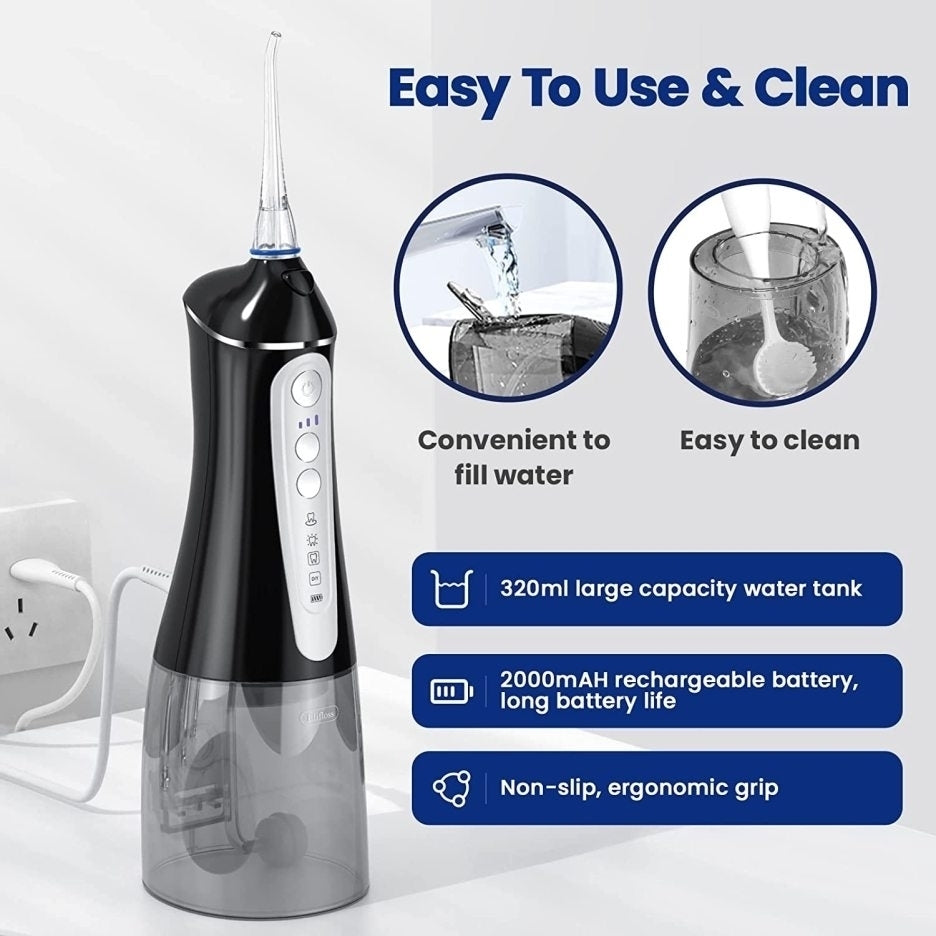 Elifloss Cordless Rechargeable Water Dental Flosser Oral Irrigator with 4 Modes and 7 Tips Image 2