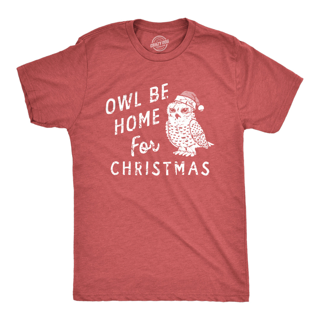 Mens Owl Be Home For Christmas T Shirt Funny Xmas Party Song Bird Tee For Guys Image 1