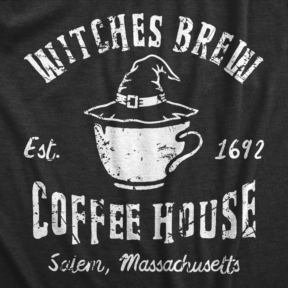 Womens Witches Brew Coffee House T Shirt Funny Halloween Party Witch Cafe Tee For Ladies Image 2