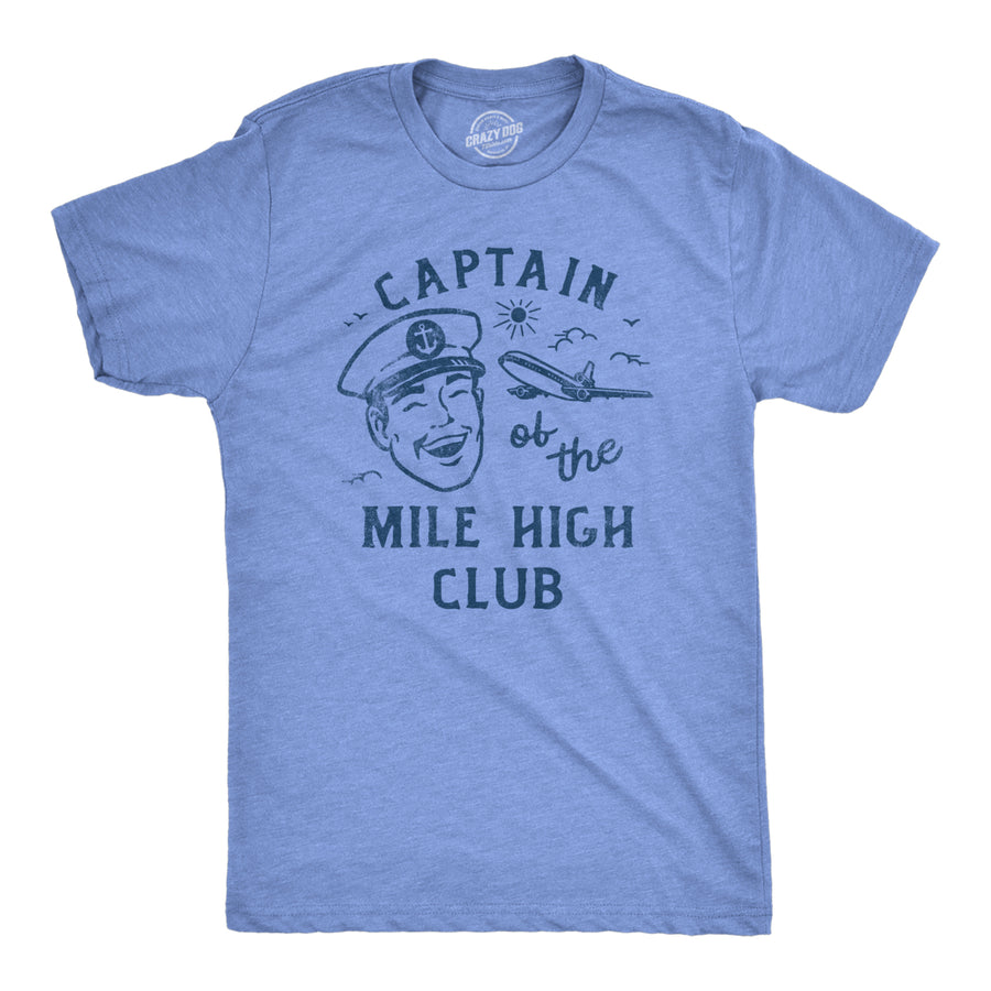 Mens Captain Of The Mile High Club T Shirt Funny Airplane Flight Sex Joke Tee For Guys Image 1