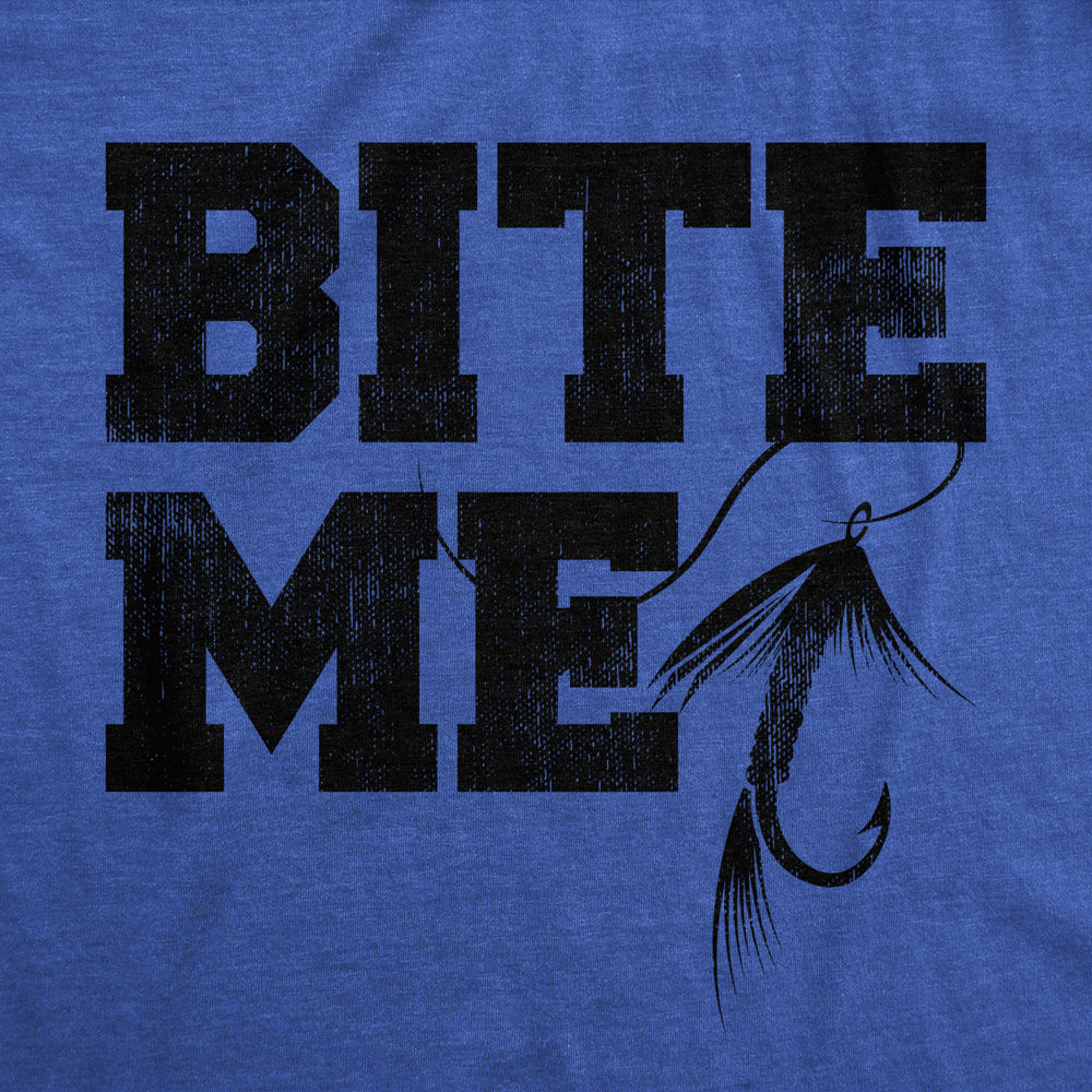 Mens Bite Me T Shirt Funny Fishing Lovers Fish Hook Lure Tee For Guys Image 2