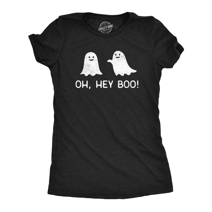 Womens Oh Hey Boo T Shirt Funny Halloween Party Ghost Relationship Tee For Ladies Image 1