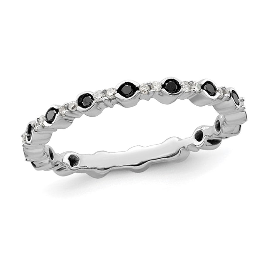1/3 Carat (ctw) Black and White Diamond Band Ring in Sterling Silver Image 1
