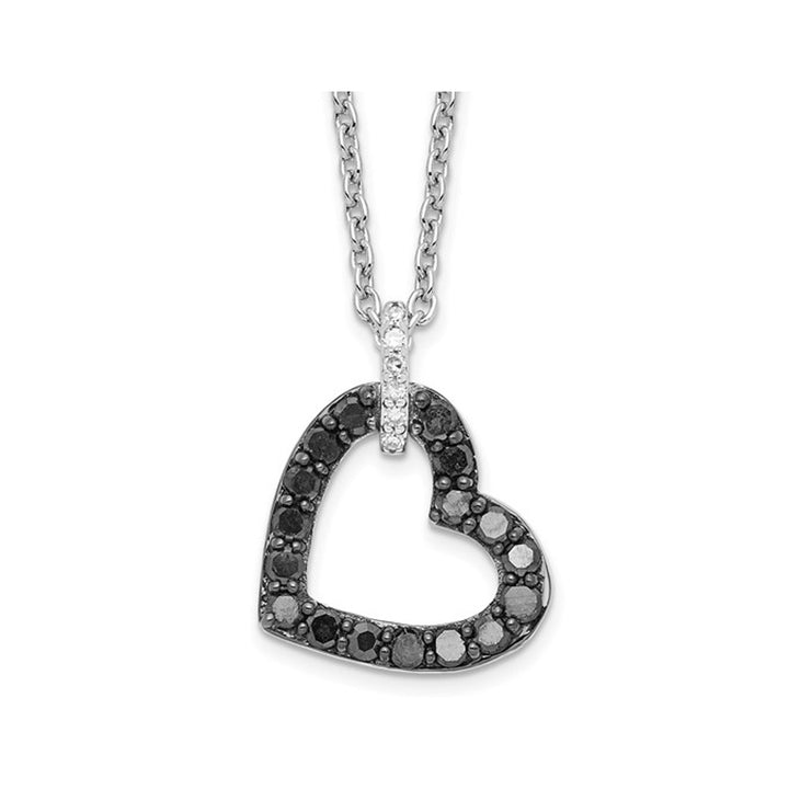 1/2 Carat (ctw) Black Diamond Heart Pendant Necklace in Sterling Silver with Chain Image 1