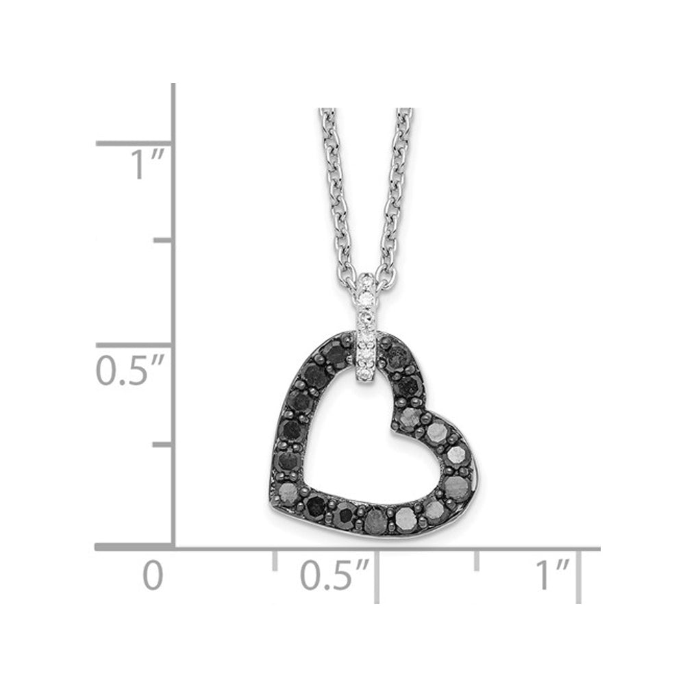 1/2 Carat (ctw) Black Diamond Heart Pendant Necklace in Sterling Silver with Chain Image 2