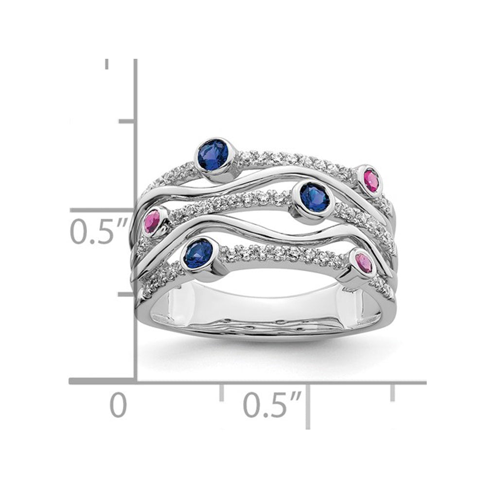 1/4 Carat (ctw) Lab-Created Blue and Pink Sapphire Ring in 14K White Gold with Lab-Grown Diamonds Image 3