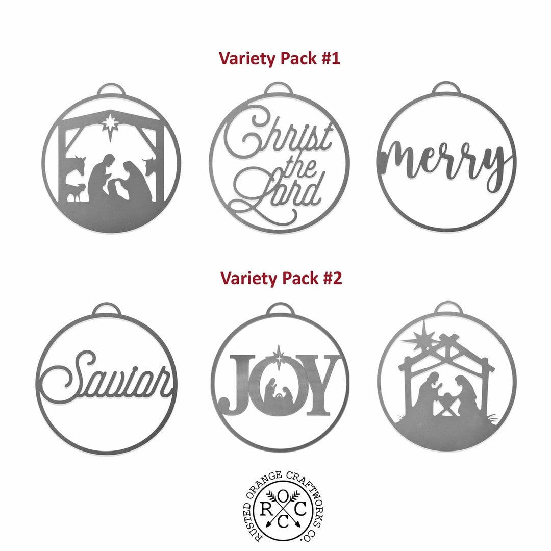 Merry and Bright Ornaments - Set of 3 - Christmas Ornament Jesus Decorations Image 1