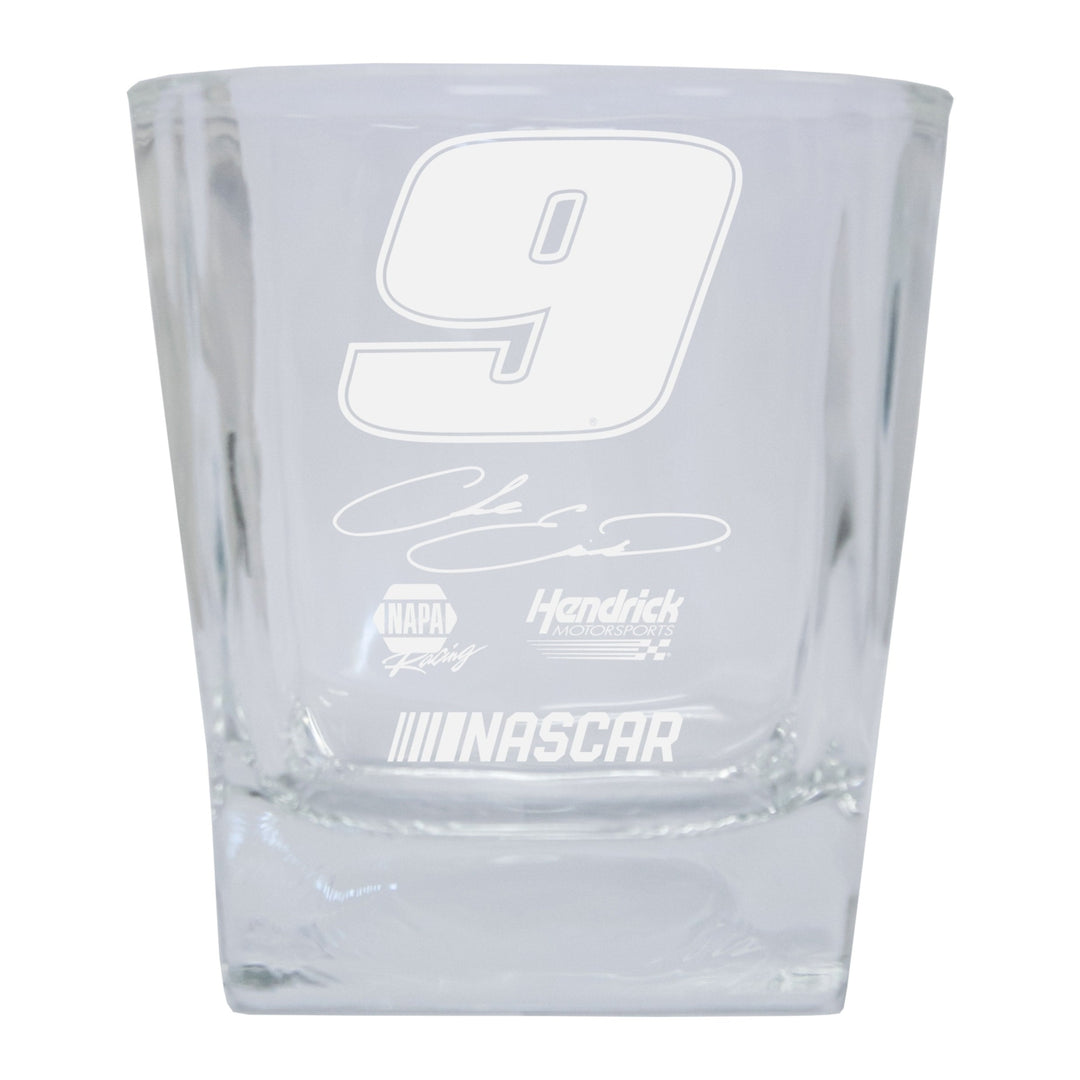 R and R Imports Chase Elliott #9 NASCAR Cup Series Etched 5 oz Shooter Glass 2-Pack Image 1