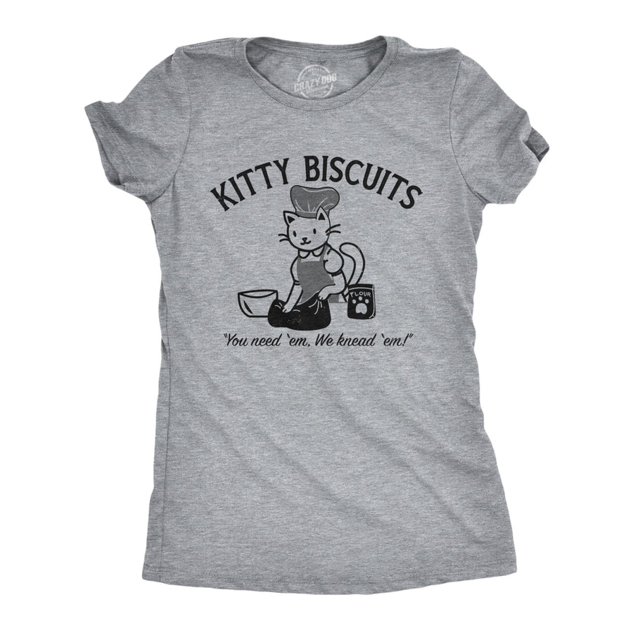 Womens Kitty Biscuits T Shirt Funny Cute Baking Kitten Tee For Ladies Image 1