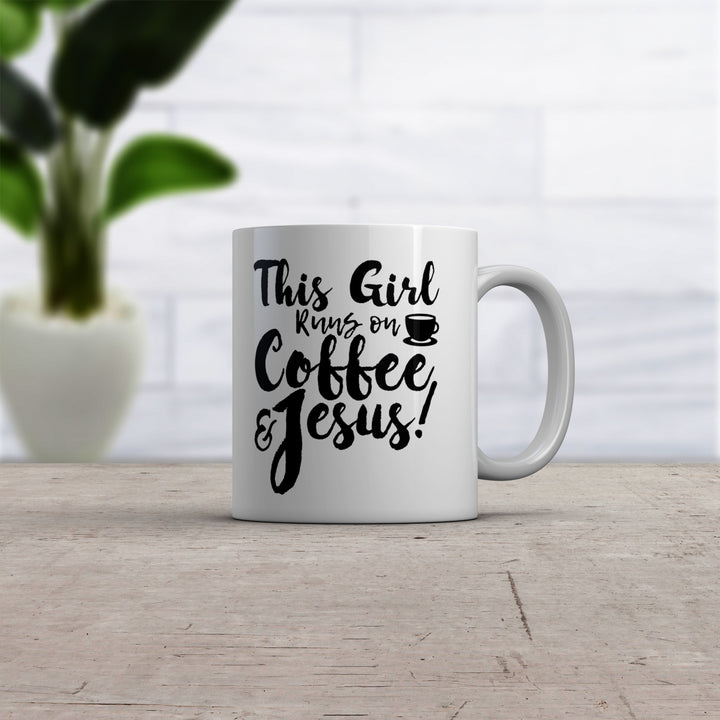This Girl Runs Off Coffee And Jesus Mug Funny Faith Church Novelty Cup-11oz Image 2