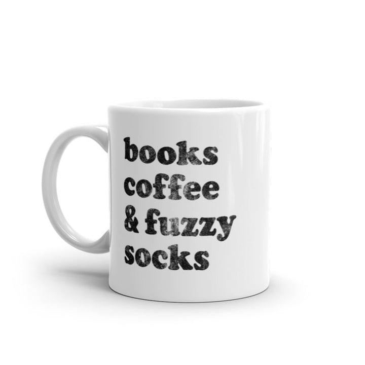 Books Coffee And Fuzzy Socks Mug Funny Cute Cozy Text Graphic Novelty Cup-11oz Image 1