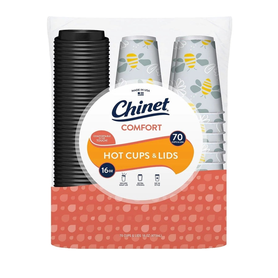 Chinet Comfort Cup Hot Cups and Lids 16 Ounce (70 Count) Image 1