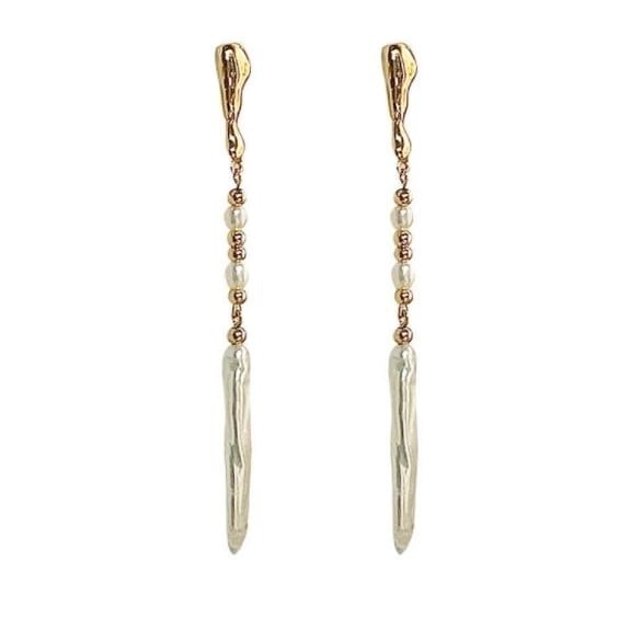 Aurora natural Baroque toothpick pearl earringsoriginal design of the minoritylong high-grade Earrings Image 4