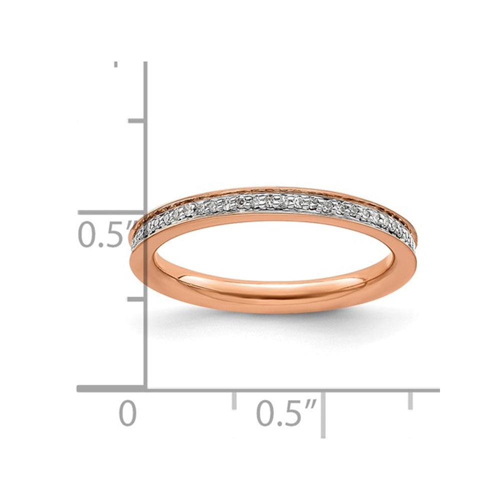 1/5 Carat (ctw) Diamond Wedding Band Ring in Rose Plated Sterling Silver Image 2