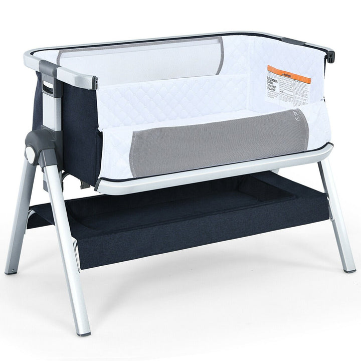 Baby Bassinet Bedside Sleeper w/Storage Basket and Wheel for Newborn Image 4