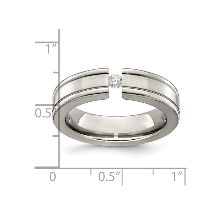 Mens 1/10 Carat (ctw) Diamond Titanium 6mm Band Ring Image 3