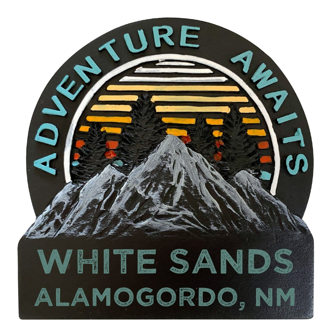 White Sands Alamogordo Mexico Souvenir Hand Painted Resin Refrigerator Magnet 3-Inch Image 1