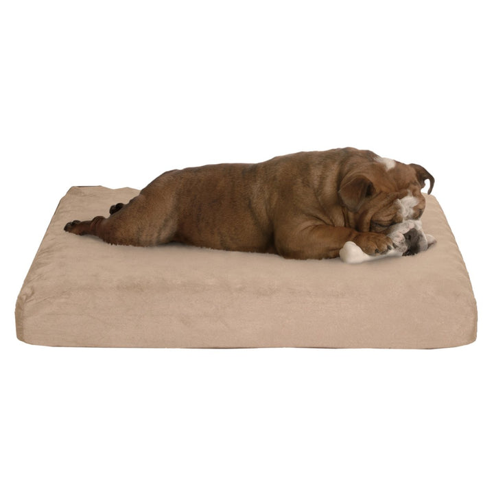 PETMAKER Medium Memory Foam Dog Bed 26x19 Removable Suede Cover Non-Skid Base Image 1