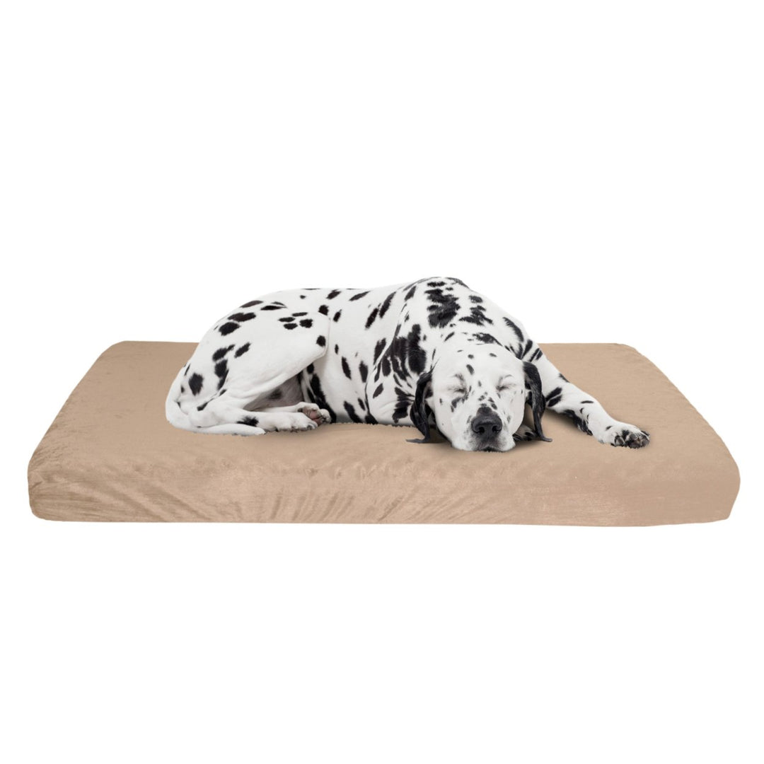 Petmaker X-Large Orthopedic Memory Foam Dog Bed Tan 46x27 Inches Washable Cover Image 1