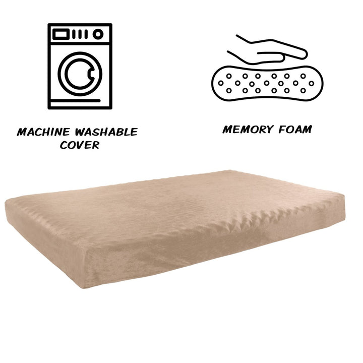 Petmaker X-Large Orthopedic Memory Foam Dog Bed Tan 46x27 Inches Washable Cover Image 3