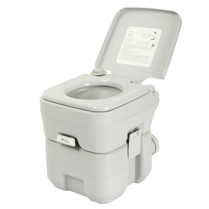 5.3 Gallon 20L Flush Outdoor Indoor Travel Camping Portable Toilet for CarBoatCaravanCampsiteHospital,Gray Image 1