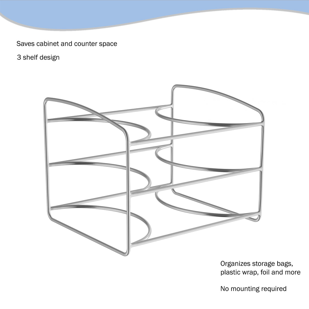 Kitchen Wrap Storage Rack-3 Tier Pantry Organizer for FoilPlastic BagsCabinet Organization for WaxParchment Paper Holder Image 2